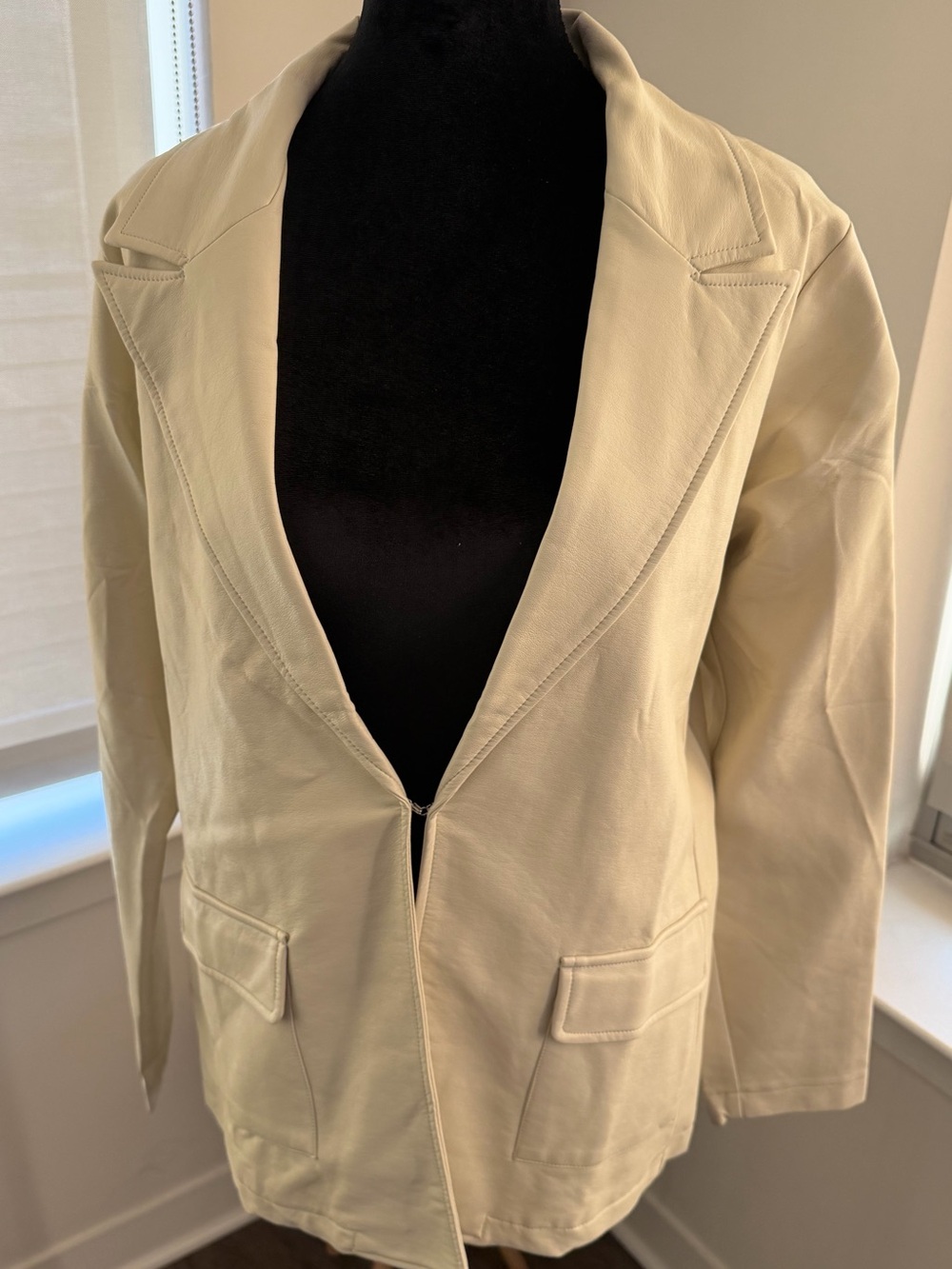 NWT Lost + Wander Cream Faux Leather Blazer Jacket Size M